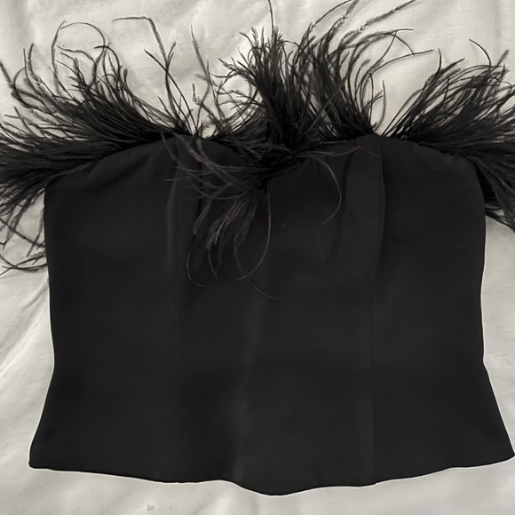 LPA Aida Strapless Top in Black with Feathers - Picture 4 of 5